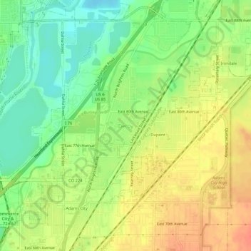 Mappa topografica Derby, altitudine, rilievo