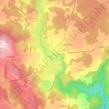 Mappa topografica Le Cros, altitudine, rilievo