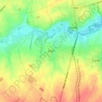 Mappa topografica Avin, altitudine, rilievo