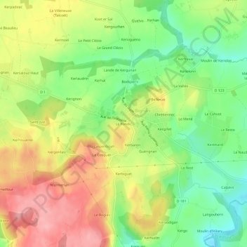 Mappa topografica Le Rondic, altitudine, rilievo