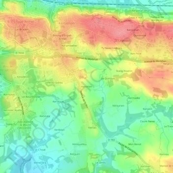 Mappa topografica Keromen, altitudine, rilievo