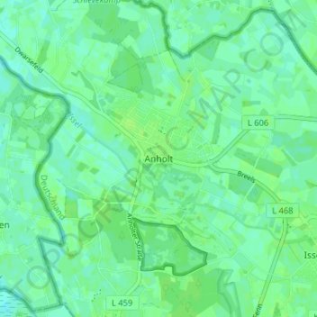 Mappa topografica Anholt, altitudine, rilievo