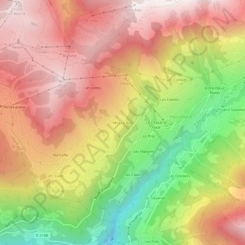 Mappa topografica Vers Le Bois, altitudine, rilievo