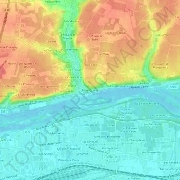 Mappa topografica Mont-Guerre, altitudine, rilievo