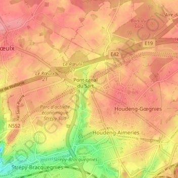 Mappa topografica Pont du Sart, altitudine, rilievo