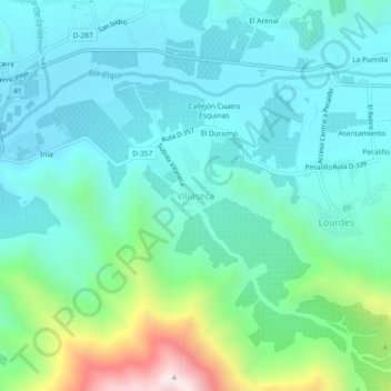 Mappa topografica Villaseca, altitudine, rilievo