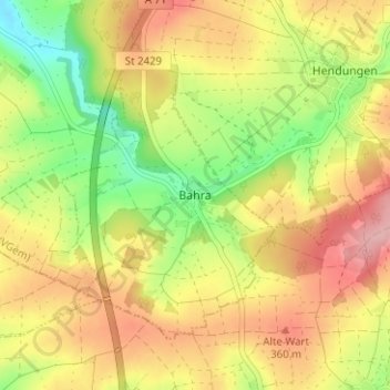 Mappa topografica Bahra, altitudine, rilievo
