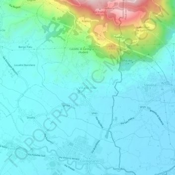 Mappa topografica Villa di Villa, altitudine, rilievo