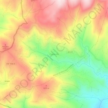 Mappa topografica Cerdedo, altitudine, rilievo