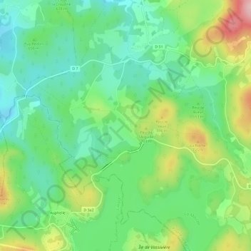 Mappa topografica Auchaise, altitudine, rilievo