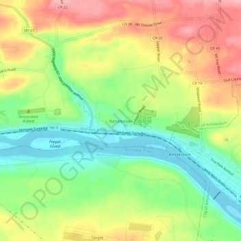 Mappa topografica Fort Johnson, altitudine, rilievo