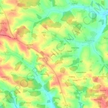 Mappa topografica Rigl, altitudine, rilievo