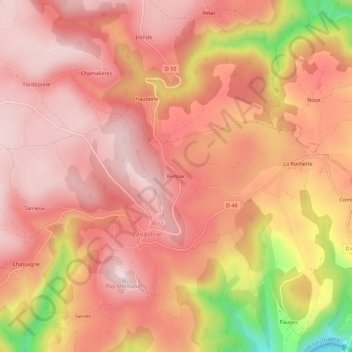 Mappa topografica Bennac, altitudine, rilievo