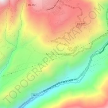 Mappa topografica Marcahuasi, altitudine, rilievo