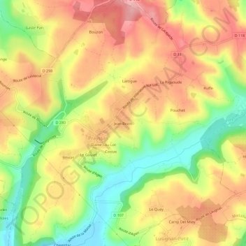 Mappa topografica Jean Bezin, altitudine, rilievo