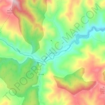 Mappa topografica Calcena, altitudine, rilievo