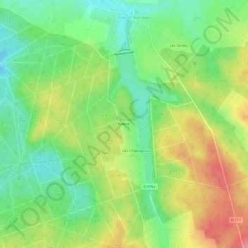Mappa topografica Belerin, altitudine, rilievo