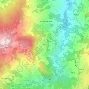 Mappa topografica Trasserra, altitudine, rilievo