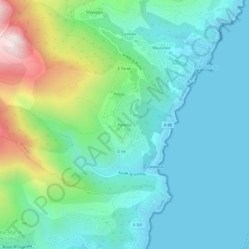 Mappa topografica Poretto, altitudine, rilievo