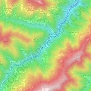 Mappa topografica Biagioni, altitudine, rilievo