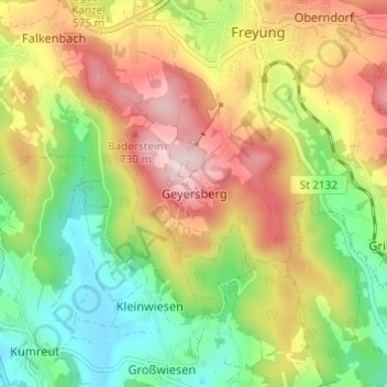 Mappa topografica Geyersberg, altitudine, rilievo