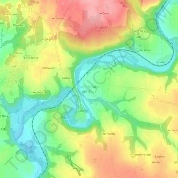 Mappa topografica Saint-Nicolas des Eaux, altitudine, rilievo