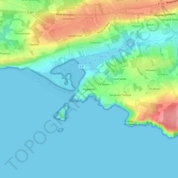 Mappa topografica Raguenes, altitudine, rilievo