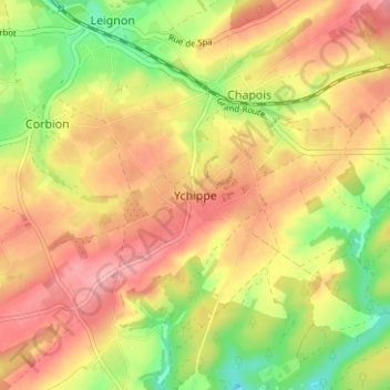 Mappa topografica Ychippe, altitudine, rilievo
