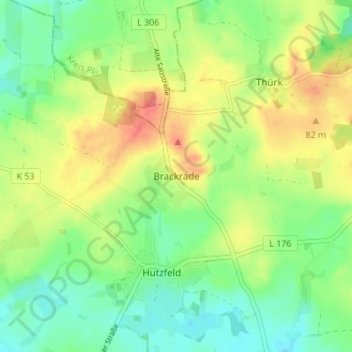 Mappa topografica Brackrade, altitudine, rilievo