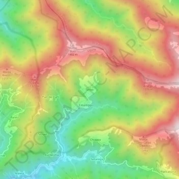 Mappa topografica Tonno, altitudine, rilievo