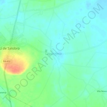 Mappa topografica Lagoa Nova, altitudine, rilievo