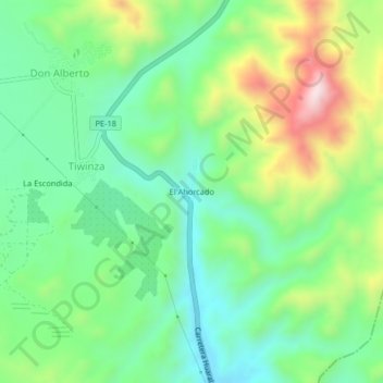 Mappa topografica El Ahorcado, altitudine, rilievo