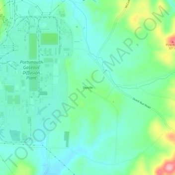 Mappa topografica Shyville, altitudine, rilievo