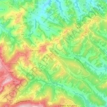 Mappa topografica Valle Stella, altitudine, rilievo