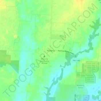 Mappa topografica Mustang, altitudine, rilievo