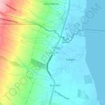 Mappa topografica Inawayan, altitudine, rilievo