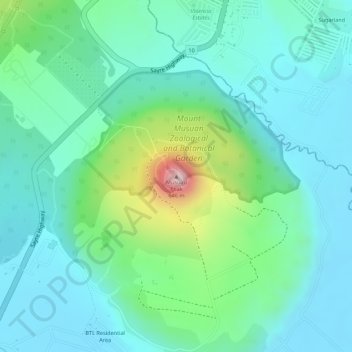 Mappa topografica Musuan Peak, altitudine, rilievo