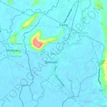 Mappa topografica P. Burgos, altitudine, rilievo