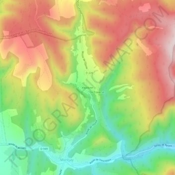 Mappa topografica Vaucluse, altitudine, rilievo