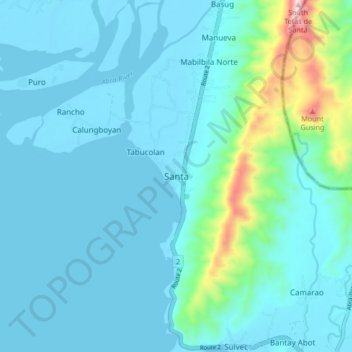 Mappa topografica Santa, altitudine, rilievo