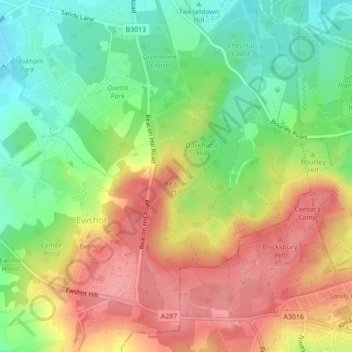 Mappa topografica Beacon Hill, altitudine, rilievo
