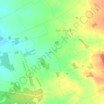 Mappa topografica Cas Coix, altitudine, rilievo