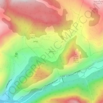 Mappa topografica Serveto, altitudine, rilievo
