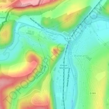 Mappa topografica Mont Vireux, altitudine, rilievo