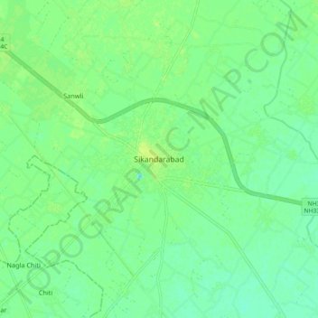 Mappa topografica Sikandarabad, altitudine, rilievo
