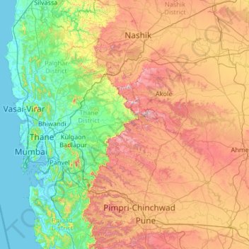 Mappa topografica Naneghat, altitudine, rilievo
