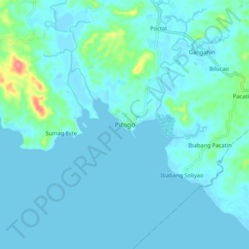 Mappa topografica Pitogo, altitudine, rilievo