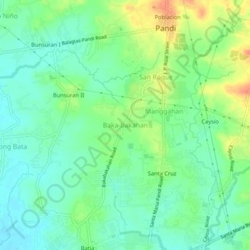 Mappa topografica Baka-bakahan, altitudine, rilievo