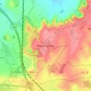 Mappa topografica Upper Sundon, altitudine, rilievo
