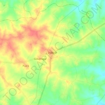 Mappa topografica Indpur, altitudine, rilievo